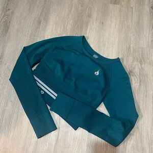 Ryderwear Teal Performance Long Sleeve Cropped Shirt Size S 😻